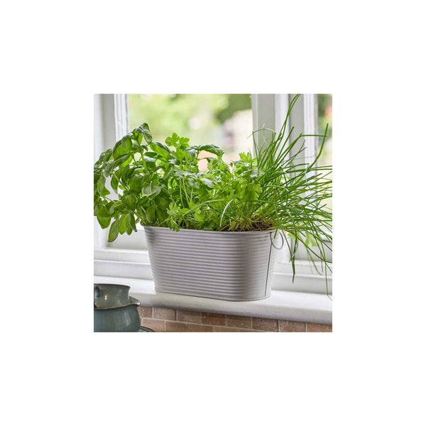 11in Ribbed Planter-Ivory
