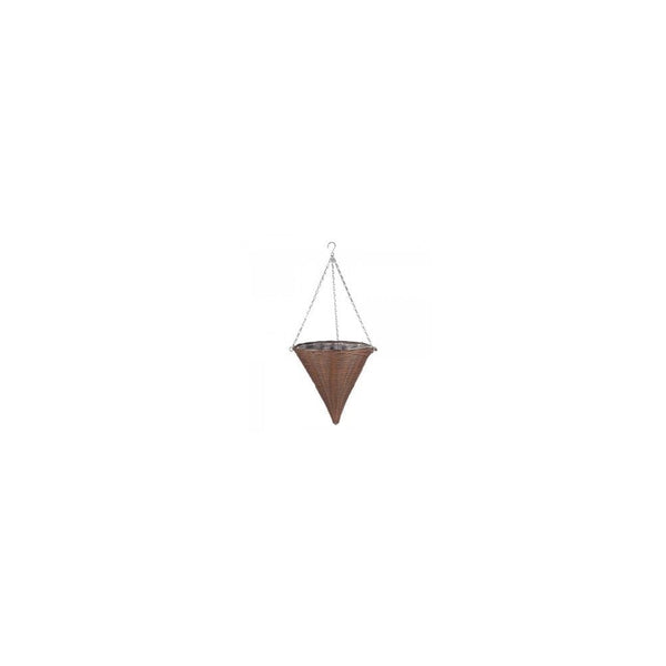 14in Chestnut Faux Rattan Hanging Cone
