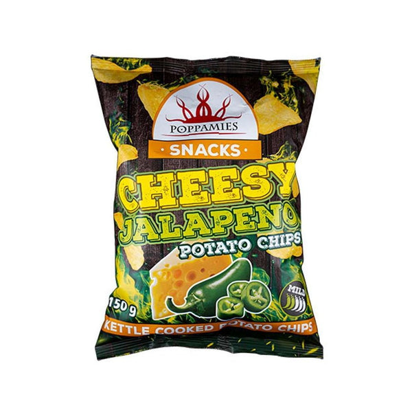 Poppamies potato crisps with cheese and jalapenos, 150g.