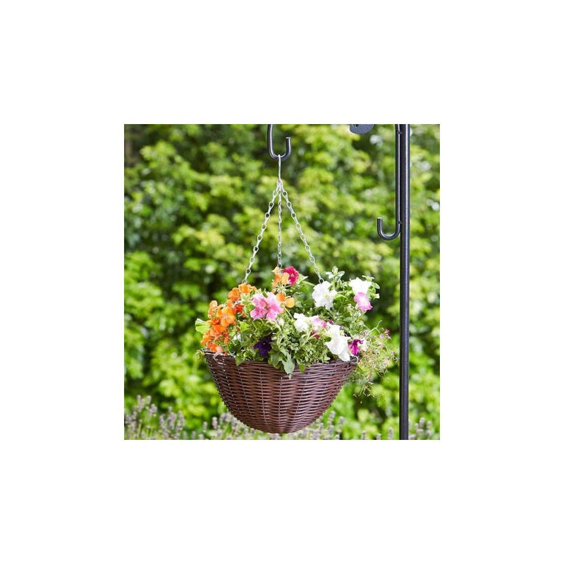 14in Chestnut Faux Rattan Hanging Basket