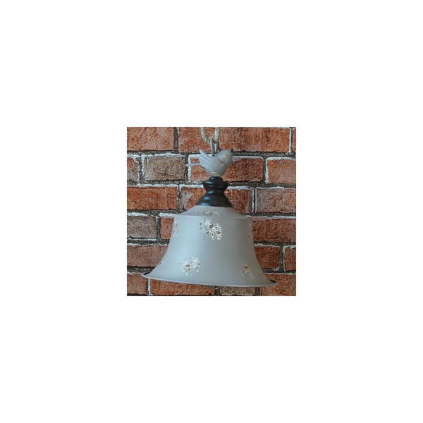 Large Pale Grey Metal Bell With Bird Detail